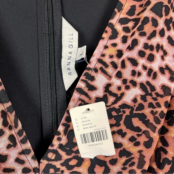 ANTHROPOLOGIE RANNA GILL BROWN MOTIF CHEETAH LONG SLEEVE CUT OUT MIDI DRESS - Picture 12 of 13